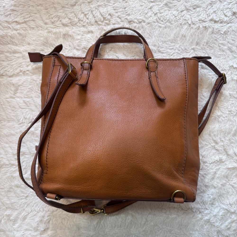 Fossil key Camilla Convertible Leather Backpack Tan Brown Crossbody brass - Picture 2 of 11